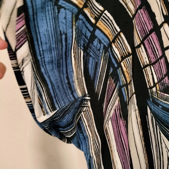 xxi Abstract Print Top Blouse with Short Sleeves and Shoulder Strap Size LARGE l - Picture 2 of 7
